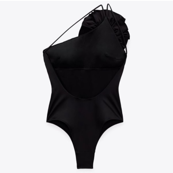 Zara black swimsuit with large flower - Picture 3 of 12